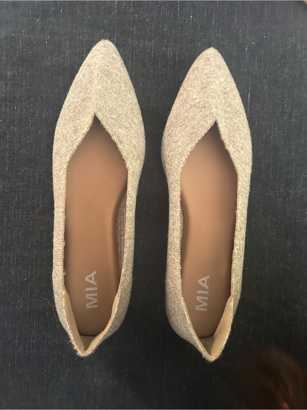MIA Metallic Kerri Fly Knit Flats Pointed V-Cut Flats